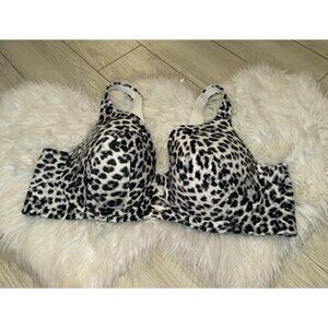 Cacique Lightly Lined Balconette Bra Underwire Animal Print Womens 46D White